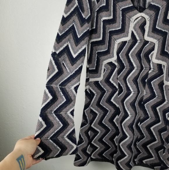 Free People Chevron Wool Blend Bell Sleeve Dress - Picture 5 of 8